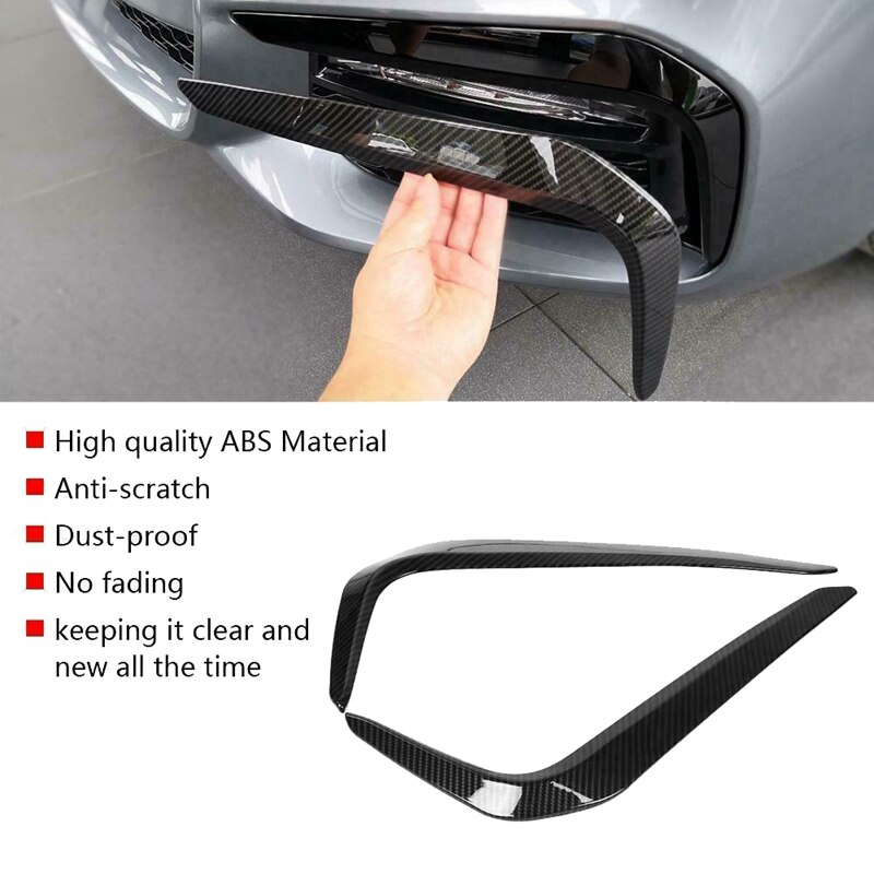 2 stk karbonfiber stil tåkelys lampe øyenbryn deksel trim for-bmw 5 series m sport  g30