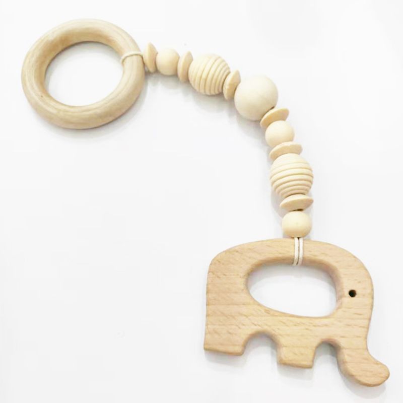 4 Pz/impostato di Legno Del Fumetto Animali per Bambini bambino Cremagliera di Forma Fisica Attrezzature Del Pendente Della Decorazione in Legno di Faggio Appeso Accessori