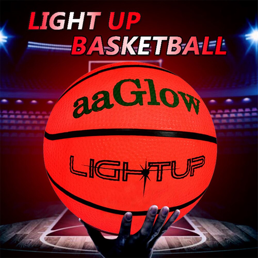 Light Up LED Basketball Rubber Ball High Brightness Glowing Rubber Basketball Wear-Resistant Glowing Basketball Night Sports