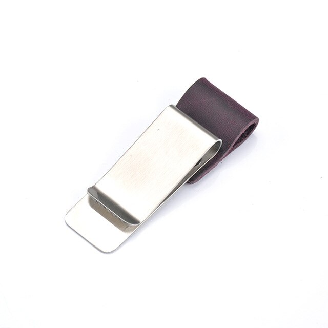 Stainless Steel & Leather Pen Clip Metal Pen clip Crazy horse/Wax leather series Accessories of Traveler's Notebook: Purple