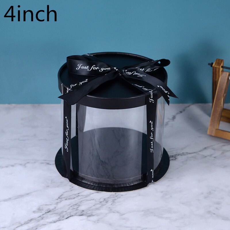 Caja redonda transparente para pastel de cumpleaños, embalaje transparente, decoración para de cumpleaños, a prueba de polvo, caja de almacenamiento para exhibición: B02