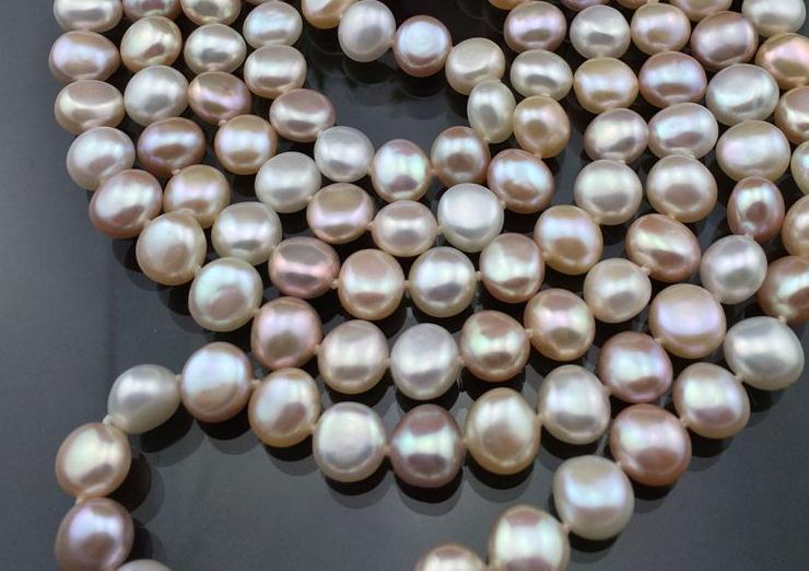 Collar de perlas largo bonito, collar de perlas naturales de agua dulce de 48 pulgadas, joyería Real hecha a mano, más Color para elegir
