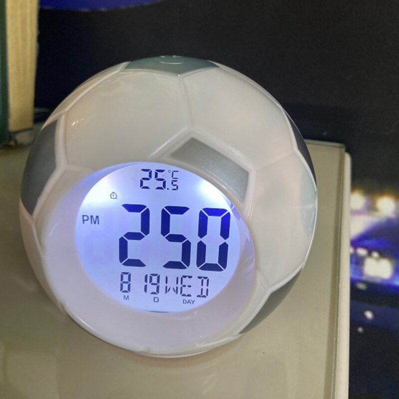 Night Light with Football Clock Digital Back Light Table Lamps Desk Soccer Alarm Clock for Bedroom Lighting Lamps