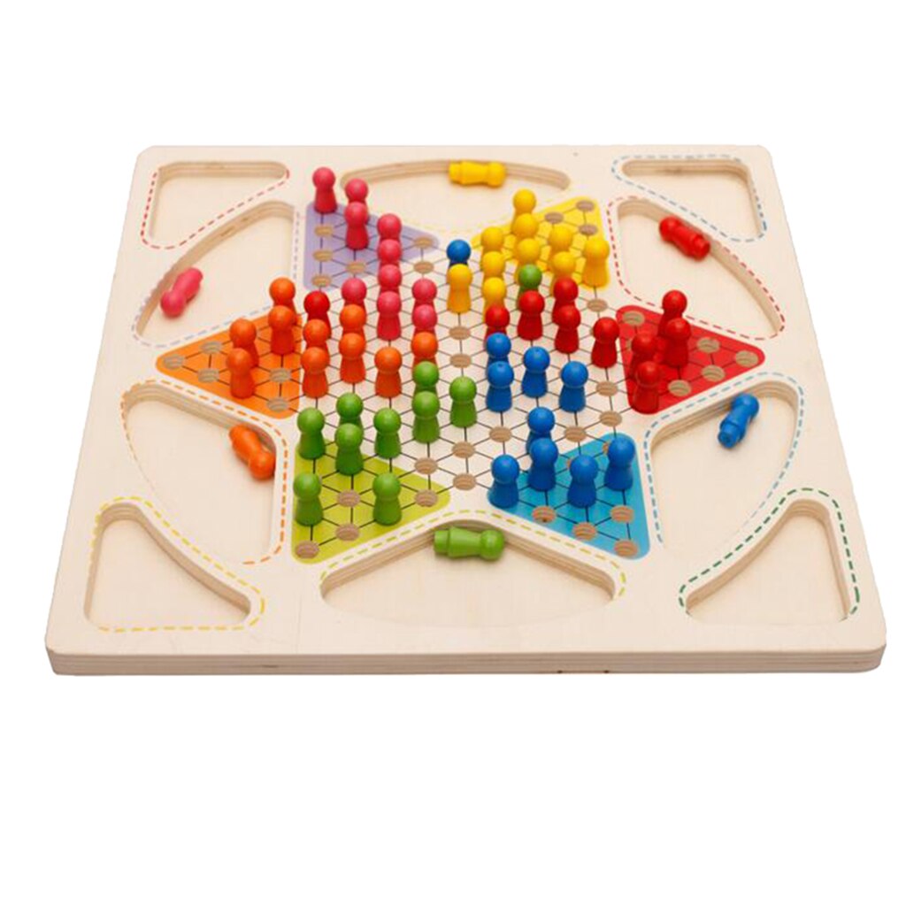 Parent-child Interaction Game Set 2 in 1 Standard Chinese Checkers Aeroplane Chess Camping Trip
