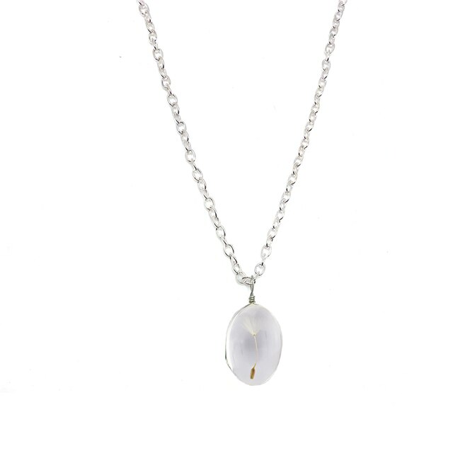 Runde Löwenzahn getrocknete Blume Anhänger Halskette Charme natürliche Löwenzahn Glas Cabochon transparent Glücklich Wunsch Glaskugel Schmuck: Reines Gold Farbe