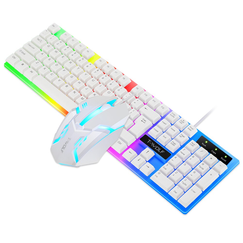 Wired Gaming Mechanical Keyboard Rainbow Backlight Usb Ergonomic Gaming Keyboard and Mouse Set For Gamer Laptop Computer TF230