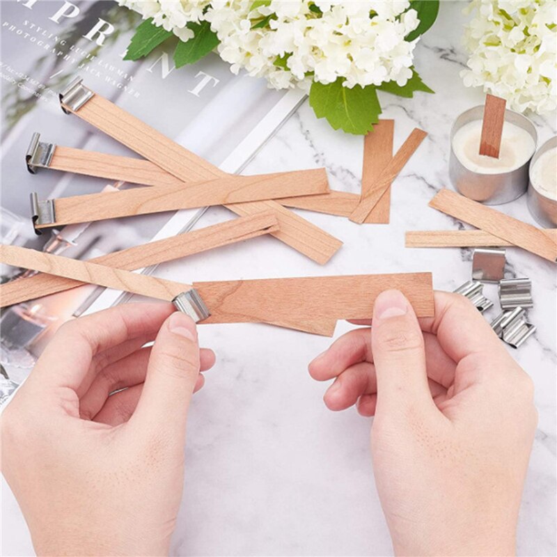 6-13cm Wooden Candles Wick With Sustainer Tab Candle Wick Core For DIY Candle Making Supplies Handmade Soy Parffin Wax Wick