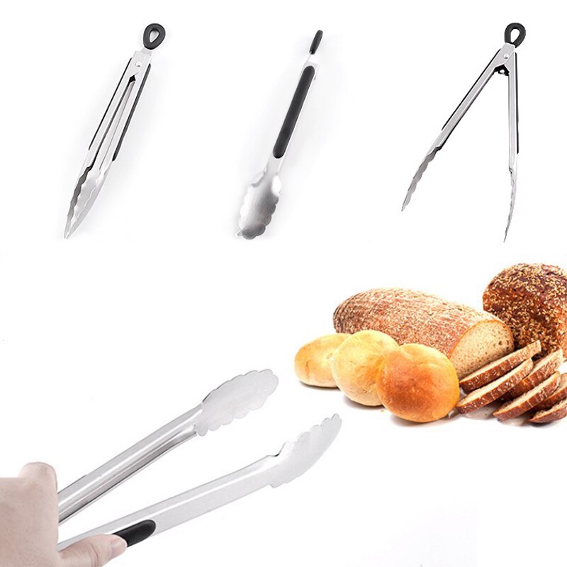 12/14/16inch Stainless Steel Food Tongs Kitchen Utensils Buffet Cooking Tool Anti Heat Bread Clip Pastry Clamp Barbecue Kitchen