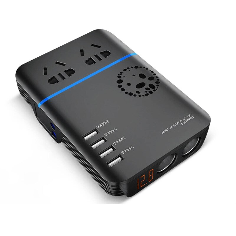 Allume-cigare de voiture 200W, convertisseur 12V à AC 220V, chargeur, adaptateur, transformateur, prise, sortie USB: B