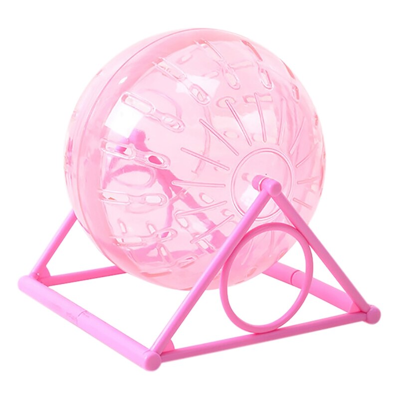 Hamster Ball Plastic Silent Hamster Running Ball Animal Exercise Ball with Stand Pet Interactive Toys Small Animal Training Toys: Pink