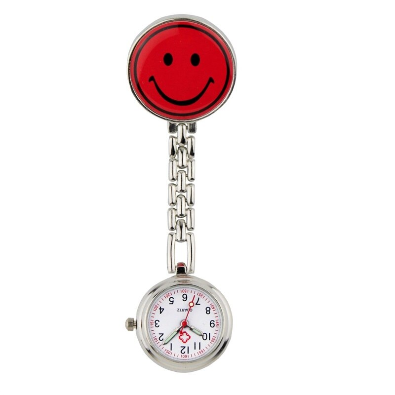 10 unids/lote unisex popular mujeres enfermera sonrisa relojes de bolsillo Hospital hombre Doctor hombre clip colgante Relojes: Rojo