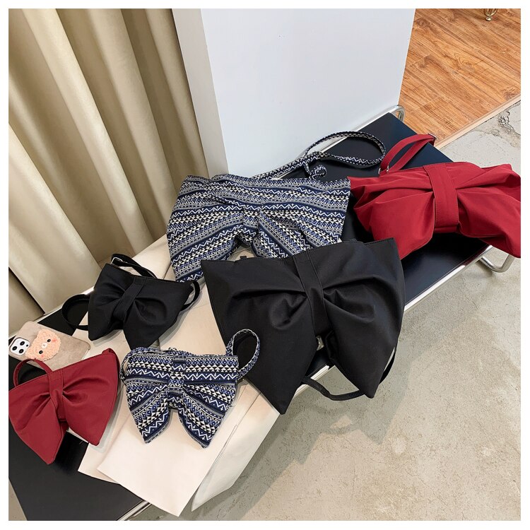 Geräumige damen-umhängetasche, schlichte einfarbige schleifen-schultertasche, Jahrgang-damen-freizeittasche.