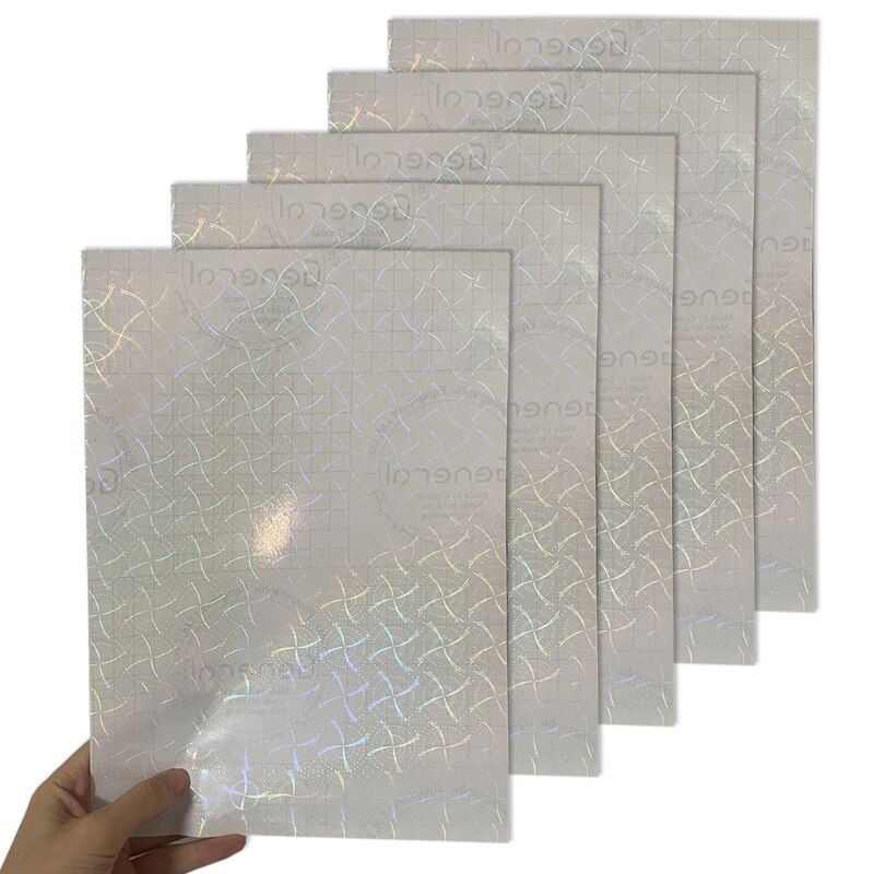 5 Sheets 8.27X11.69Inches Gebroken Glas Holografische Premium Koud Gelamineerd Film Glitter Laminaat Overlay Voor Stickers: 6