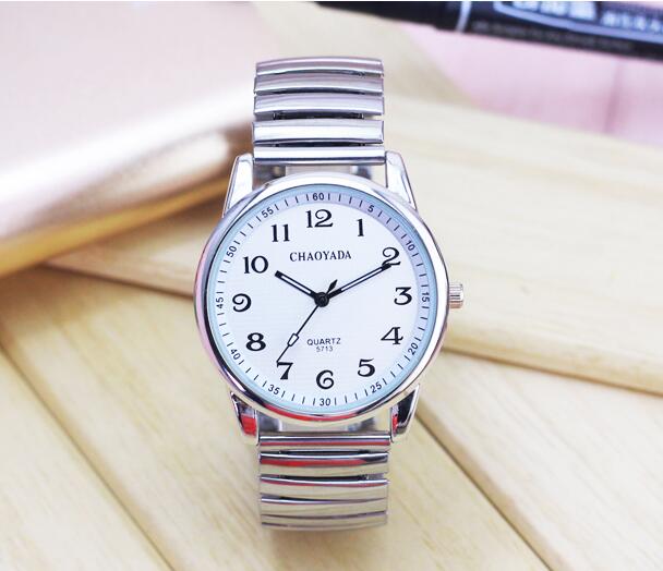 Vrouwen Mannen Eenvoudige Mode Elastische Band Roestvrij Staal Quartz Horloge Dames Jurk Wit Zwart: 4cm white