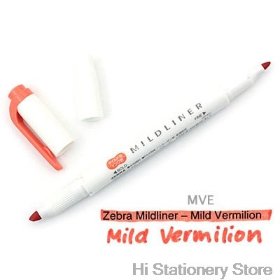 branded Zebra MildLiner Highlighter Marker Double-Sided Round Toe/Oblique Mild 15 Color for Choose Office and School Supply: Mild Vermilion 1PC