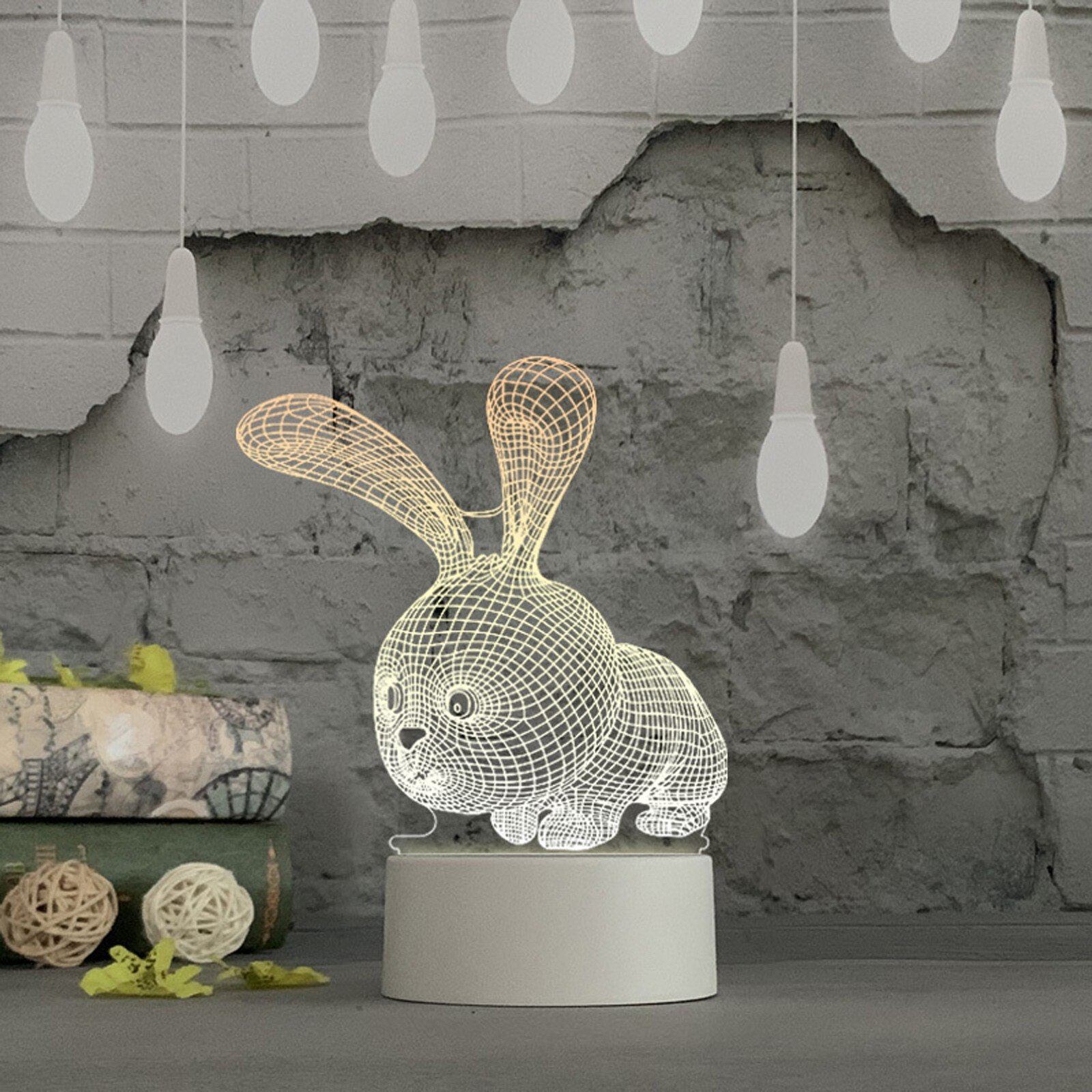 Veilleuse LED 3D avec chargeur USB, attrape-animaux, luminaire décoratif d'intérieur, idéal pour une Table, un bureau ou une chambre à coucher, ou comme de noël: B