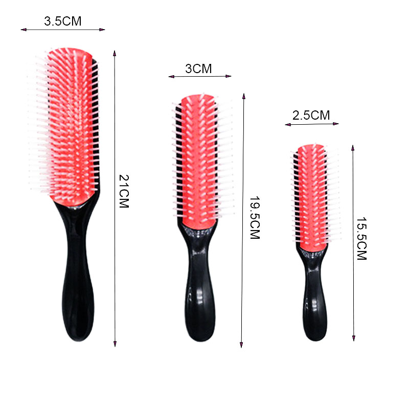 Peine de 9 y 5 filas para desenredar el cabello, cepillo de cola de rata, peinado, pelo mojado y rizado liso, cepillo de masaje para el cuero cabelludo para mujer