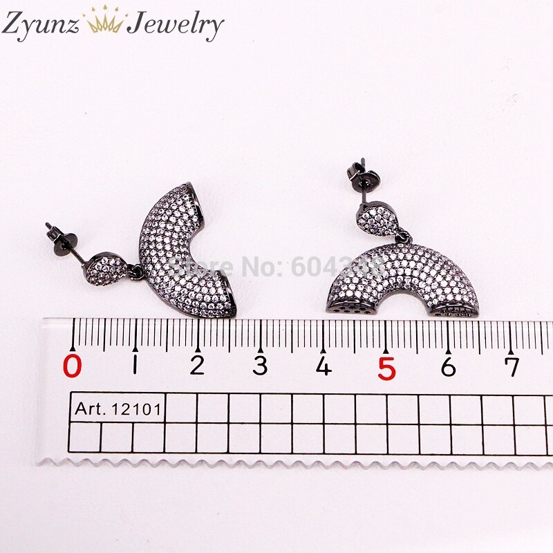 5 Pairs ZYZ325-9986 CZ Micro Pave Flower with Cap for Earring Making, Earring Cap, Findings