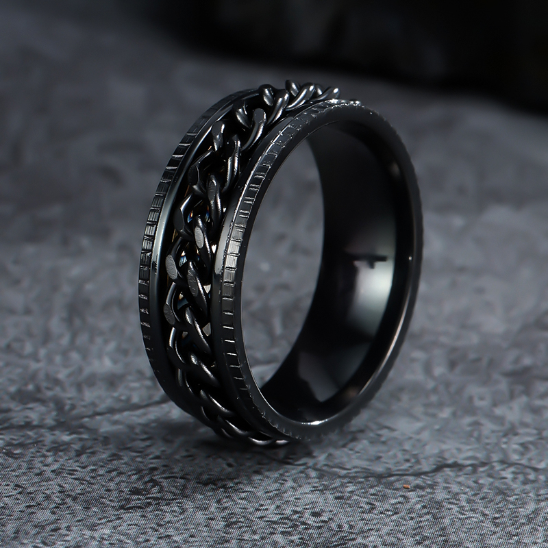 I metal spinner fidget fede ringe til mænd rustfrit stål roterbar kæde angst lindring spinning ring anillo antiestres