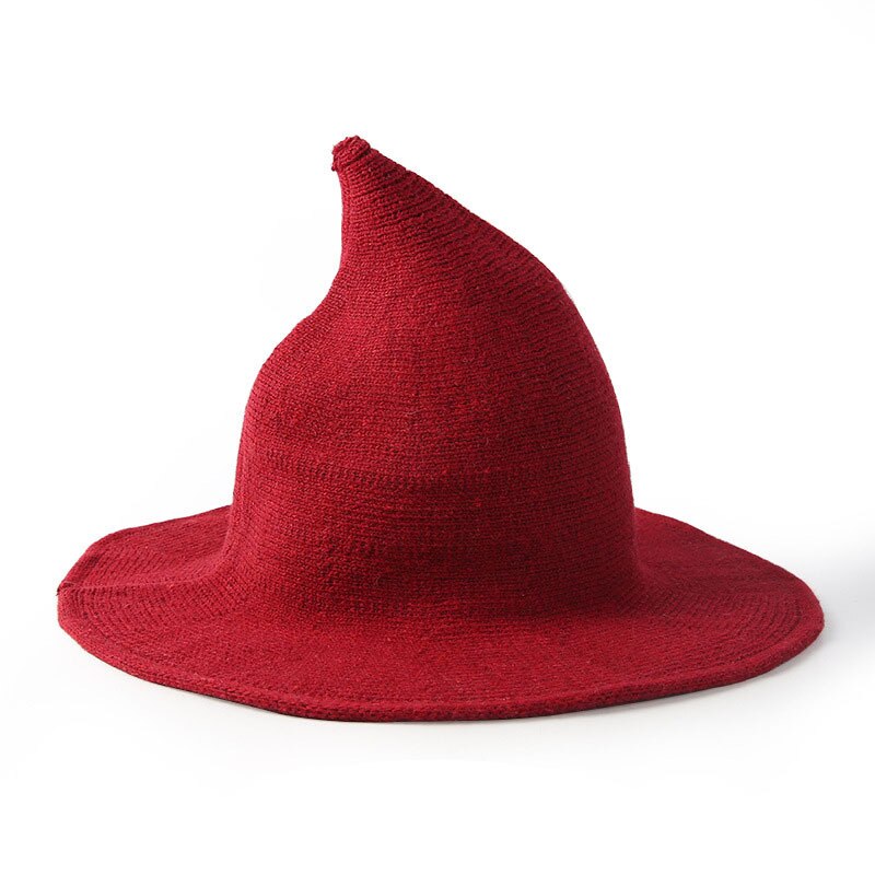 Sombrero de bruja de para otoño e invierno, accesorios de disfraces de lana, sombrero de cubo puntiagudo para Cosplay, Brujo mágico: Jujube Red