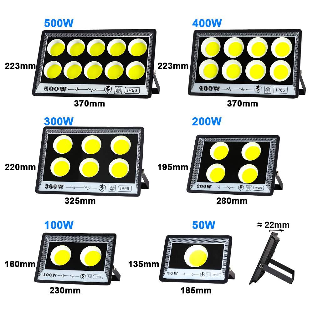 LED-schijnwerpers AC 220V 50W 100W 200W 300W 400W 500W Hoge Heldere Spotlight LED-straatlantaarn Waterdicht IP66 Voor Buitentuin