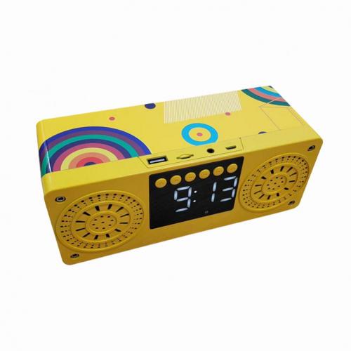 A10 Mini Wood Bluetooth Wireless FM Radio LCD Display Arlarm Clock Music Player: Multicolor