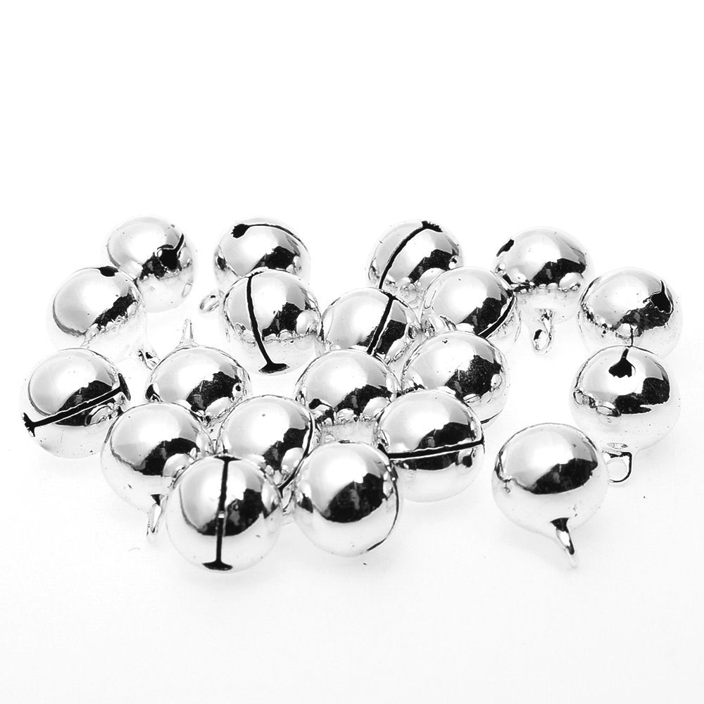 20 Pcs 14Mm Mini Zilver Kerstboom Jingle Bell Ornament Decoratie Diy Armband Enkelbanden Ketting Accessoires Decor