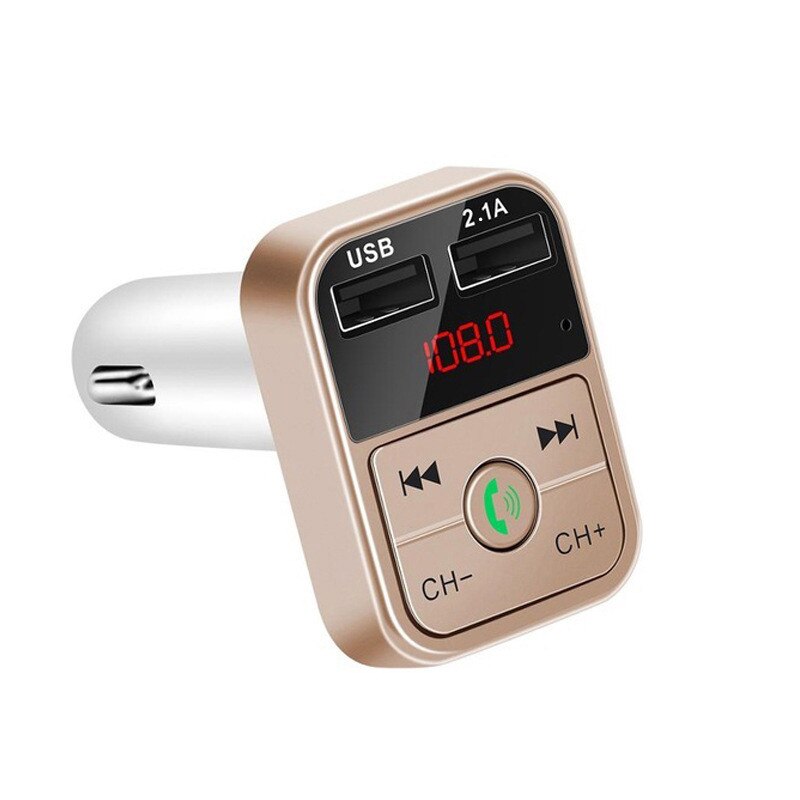 Dual USB Car Phone Charger Bluetooth 5.0 FM Transmitter Handsfree FM Modulator 3.1A Fast Charger Car Accessories MP3 Player: Gold