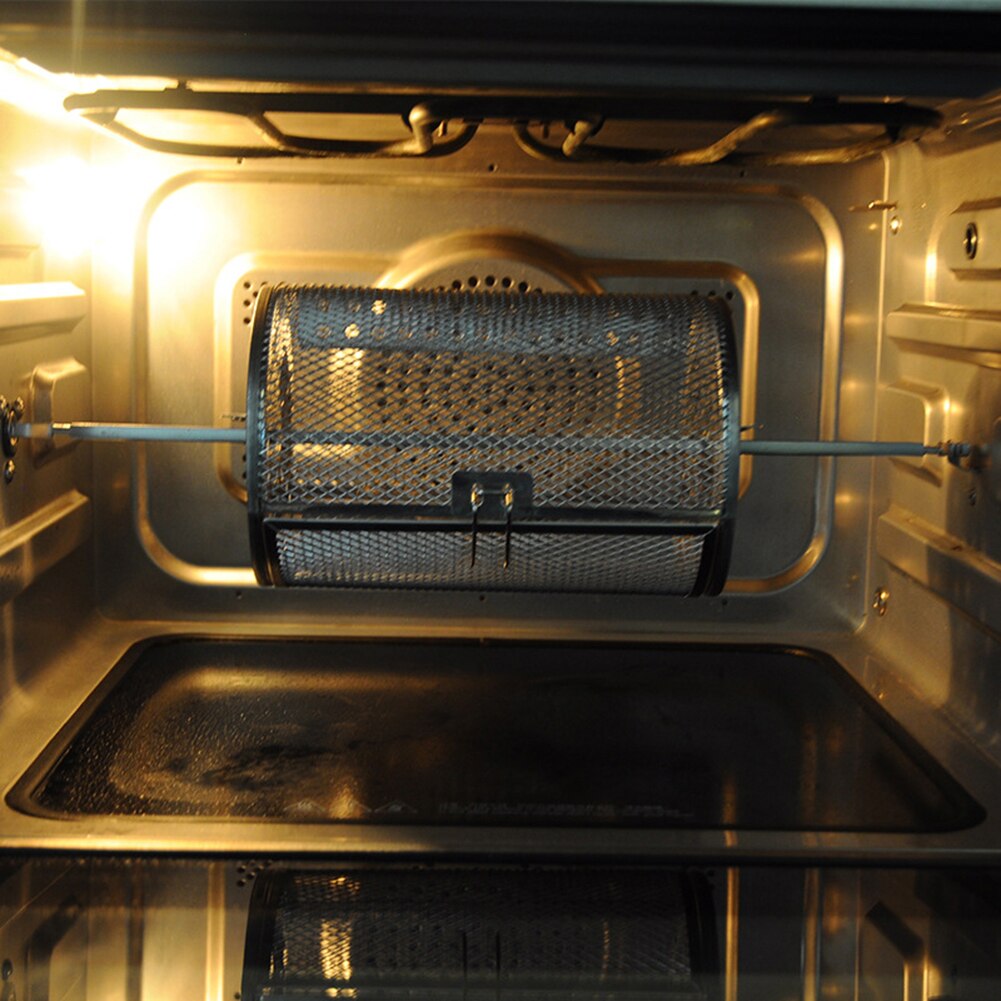 Edelstahl Braten Backofen Rotisserie Grill Korb Korb & BBQ Muttern Bohnen Erdnuss Backformen Rotierenden Ofen Korb Backen Werkzeug