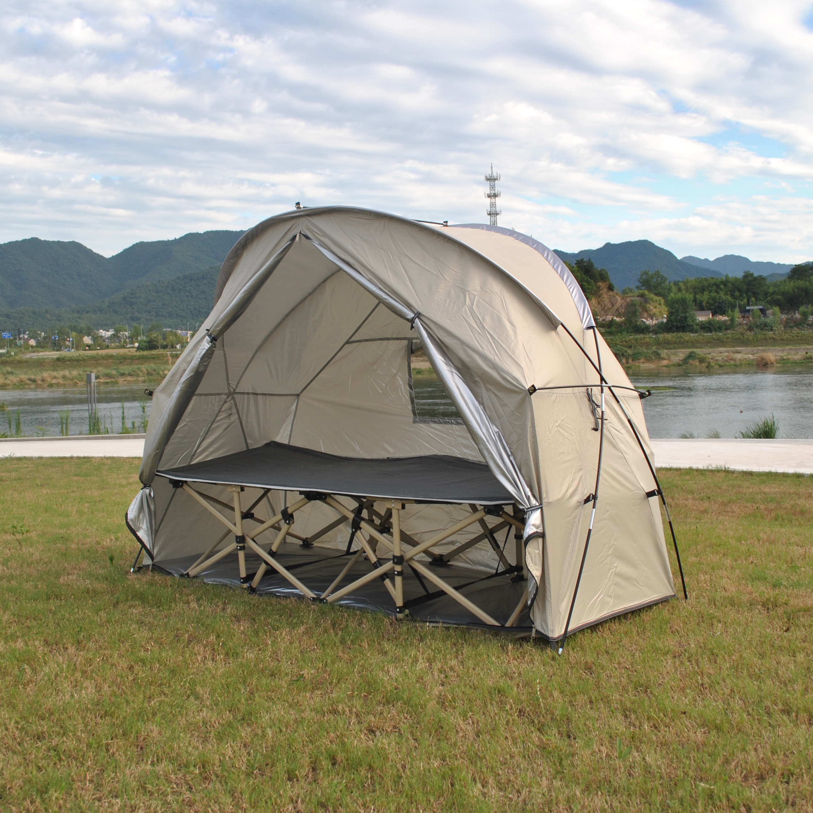 Durable Camping Tent, Outdoor Tent not include Bed, 1 Person Tent, Cot Tents with Silver Coating, Waterproof PU4000: Dark Khaki
