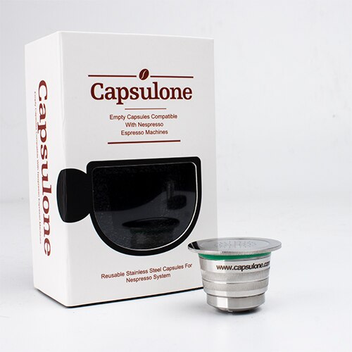 Capsulone/STAINLESS STEEL Metal capsule compatible for nespresso coffee Machine Refillable Reusableand coffee capsule and tamper: 1Vertical threads