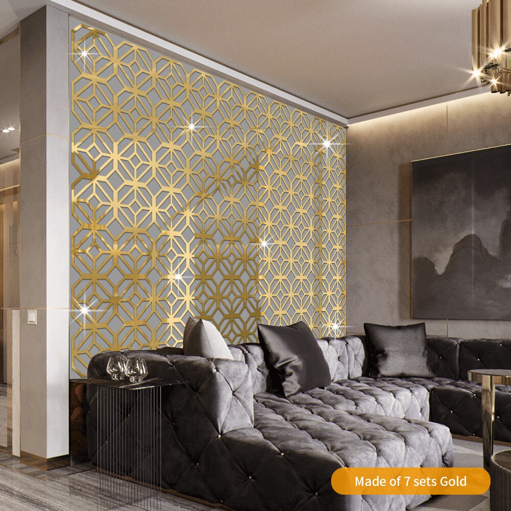 Achthoek Vierkante Holle 3D Spiegelwand Sticker Acryl Sofa Achtergrond Woonkamer Decoratie Kast Renovatie Decal Home Decor