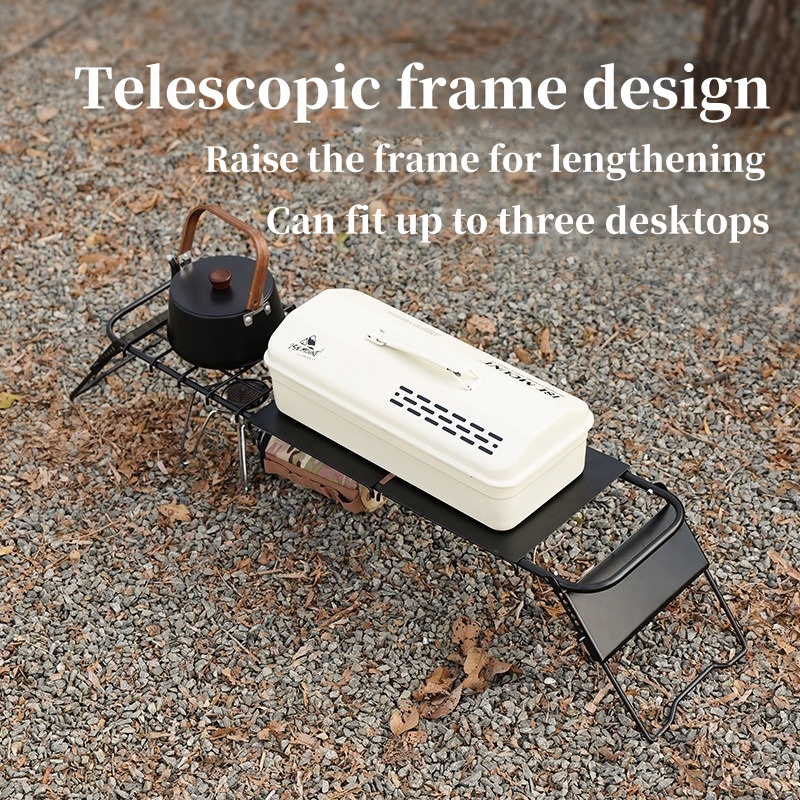 Outdoor telescopische campingtafel Opvouwbaar mini-kachelrek In hoogte verstelbare klaptafel Multifunctionele draagbare roostertafel
