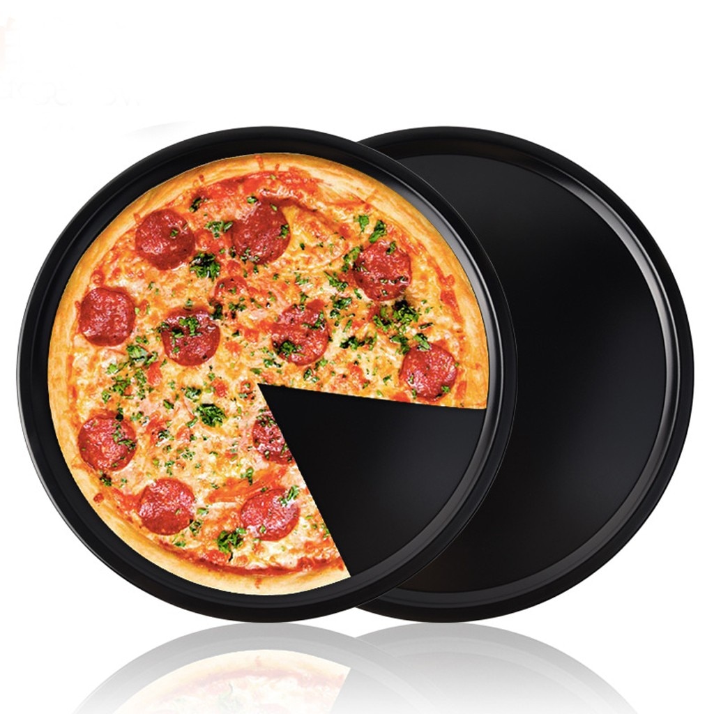 -Carbon Staal Anti-aanbak Pizza Bakken Pan Tray 12 inch Pizza Plaat Gerechten Houder Bakvormen Thuis Keuken Bakken Tools accessoires