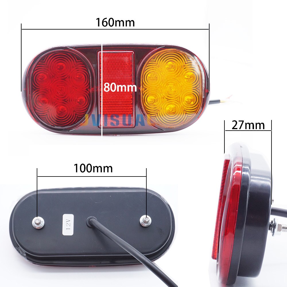 2 st 24v 14 lysdioder lastbil trailer vattentät led bakljus backljus rullande broms blinkers stopp indikatorlampa gul röd