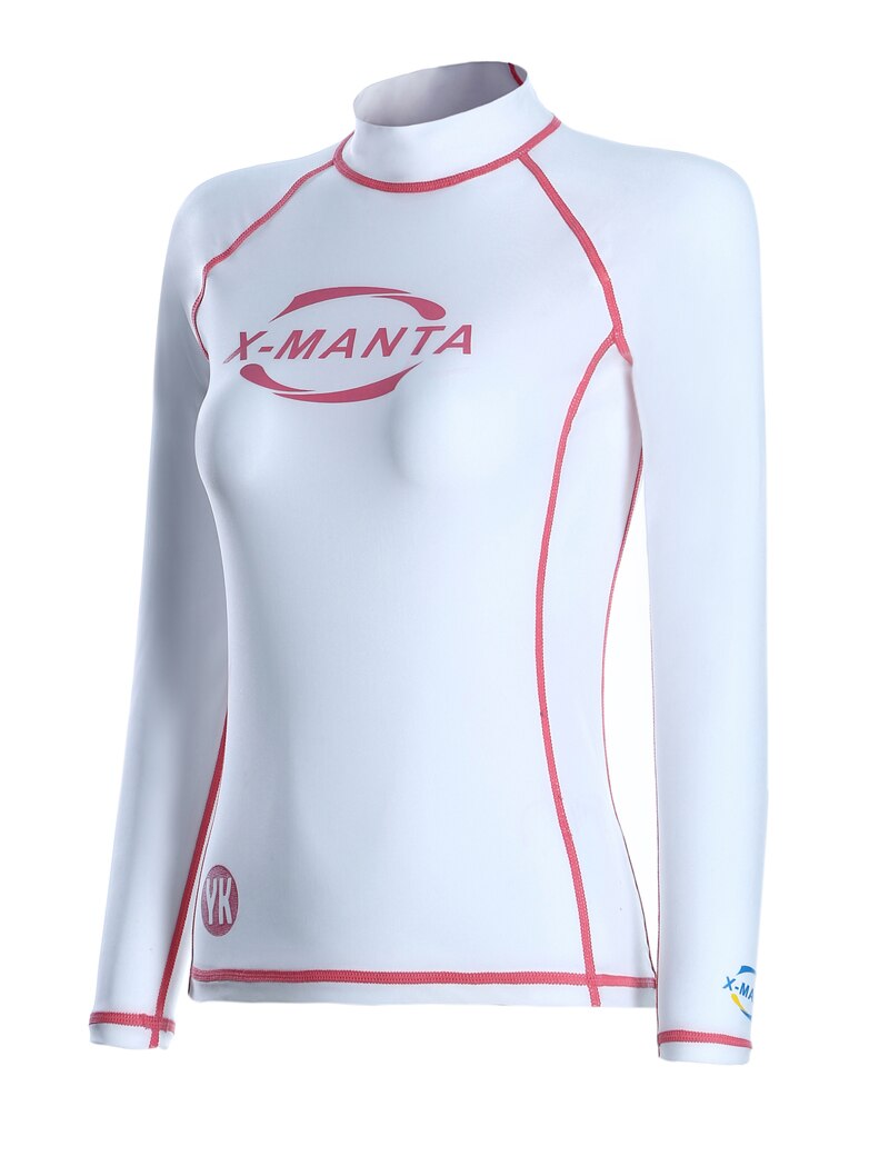 Langærmet rashguard til kvinder badetøj udslæt vagt hvid dykning surf toppe solcreme svømning skjorte damer sportstøj