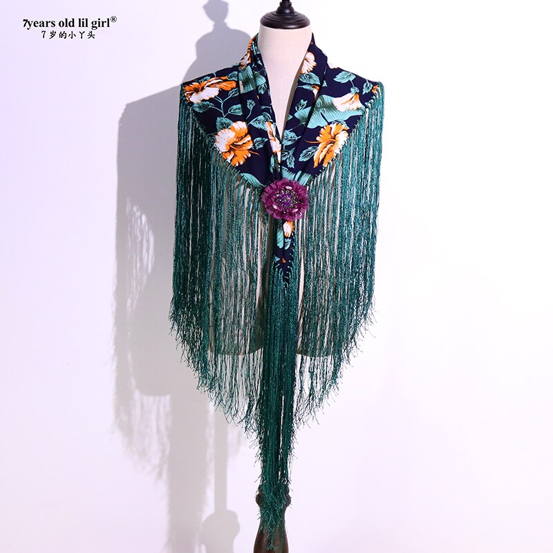Flamenco Ats Buikdans Hollow Out Drie-Dimensionale Jacquard Perspectief True Fluwelen Sjaal Kruis Twiel CB10