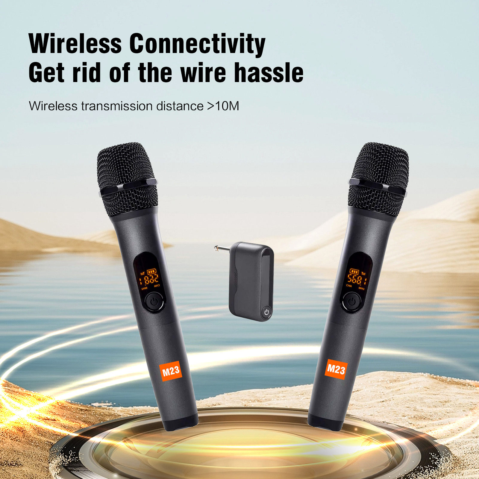 M23 UHF 2-kanaals draadloos microfoonsysteem met oplaadbare ontvanger Draadloze handmicrofoon voor Karaoke Church Party DJ