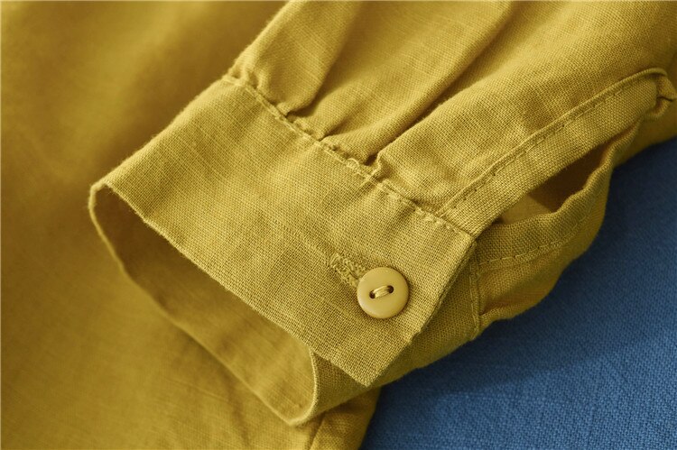 Herfst casual staande kraag linnen dames top patchwork losse 3 effen kleur blouse jl-bxf 2431