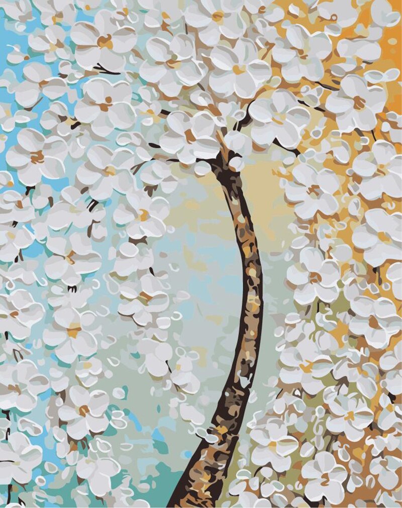 MEIYUDA Dipingere con i Numeri Adulti Fiori, Pittura a Olio Kit Paint by Numbers, fai da te Quadri da Dipingere Numerat, Pittura Adulti Decora la Casa Regalo 40x50cm(Senza Cornice