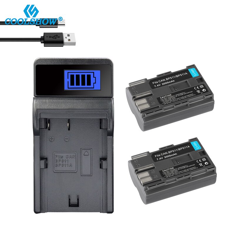 BP-511 BP511 BP-511A Battery For Canon EOS 40D 300D 5D 20D 30D 50D 10D D60 G6 BP511 FV40 FV30 FV100 200 Camera Batteries 2000mah