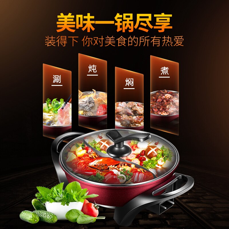Household Multi-purpose Electric cooker 4.5L Capacity Electric pot support Fried Steak Fish double-flavor pot