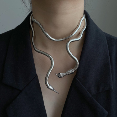 Punk Hip Hop Metalen Verstelbare Goud Zilver Kleur Snake Multifunctionele Ketting Voor Vrouwen Meisjes Partij Sieraden: 2