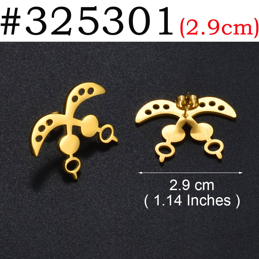 Anniyo African Ancient Cultural Symbol Stud Earrings Stainless Steel Akofena Adinkra Gye Nyame Sankofa Ethnic Jewelry #325101: Gold-color