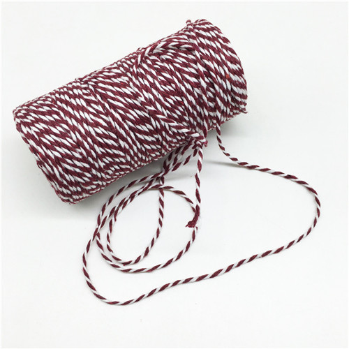 100 m/roll Kleurrijke DIY 2ply Bakers Roze String Katoenen Koorden Touw voor Home Decor Handgemaakte Kerst Cadeau Verpakking ambachtelijke Projecten: Wine white