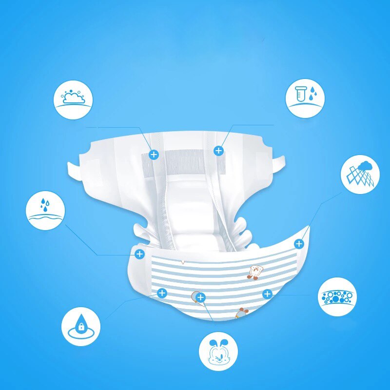 Bobdog 30/ st blöjor och toalettträning justerbar supermjuk hudvänlig blöja för barnblöjor är 3-15kg