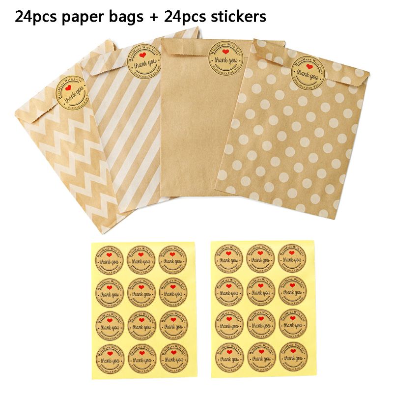 24 Stickers + 24 Pcs Vintage Blanco Ronde Kraft Sticker Seal Stickers Voor Handgemaakte Producten: A