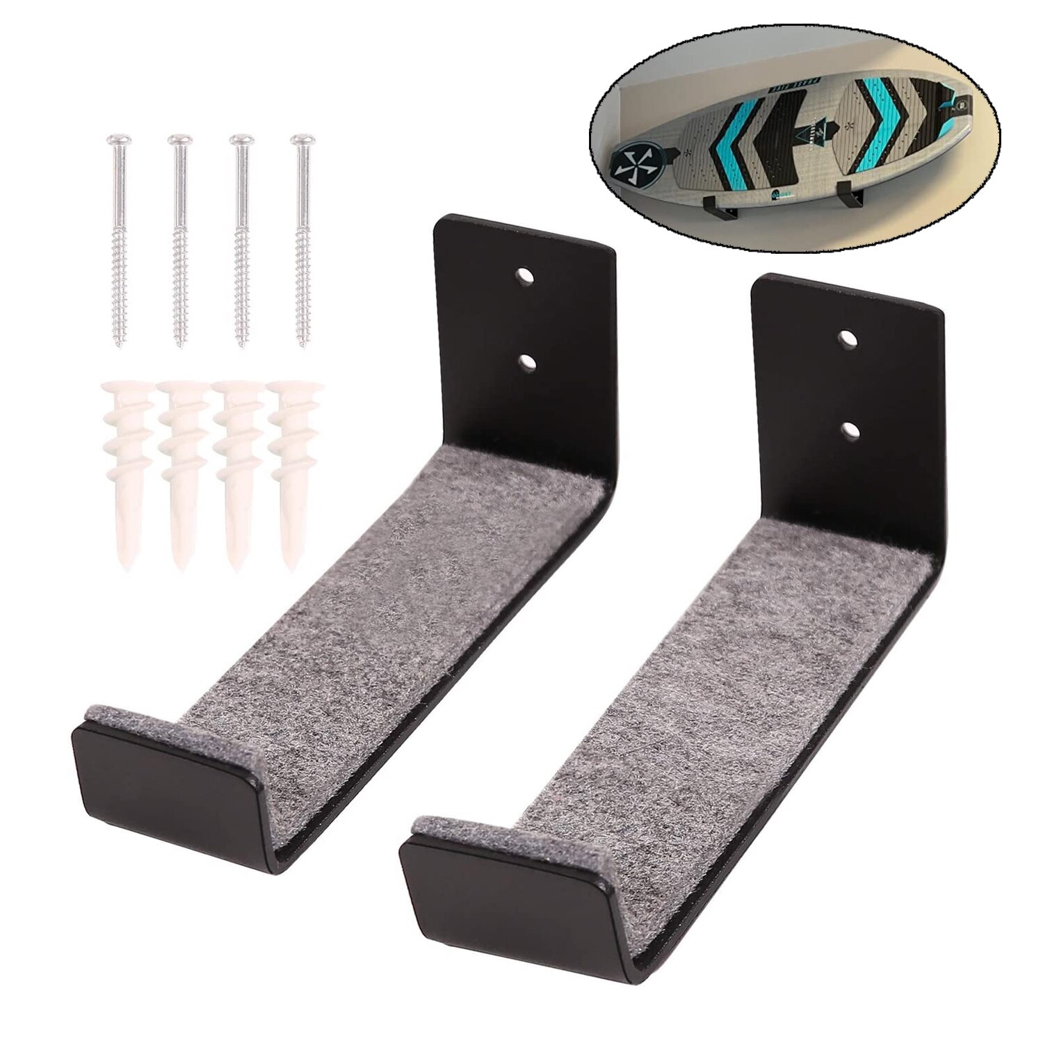 Support mural pour planche de Surf, 1 paire, pour vélo, Snowboard, court et Long, support de rangement suspendu