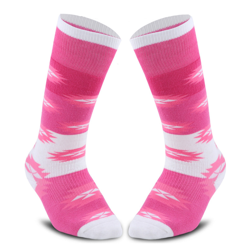 Winter Thermische Sport Mountain Snowboard Skiën Sokken Wandelen Mannen Vrouwen Knie Voetbal Compressie Kousen ijshockey kids: Roze / S