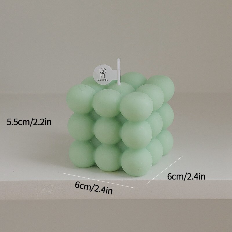 Bubble Cube Aromatherapy Candle Mini DIY Scented Candles Relaxing Birthday Handmade Home Decoration Party Photo Props: Green 6x6x5.5cm